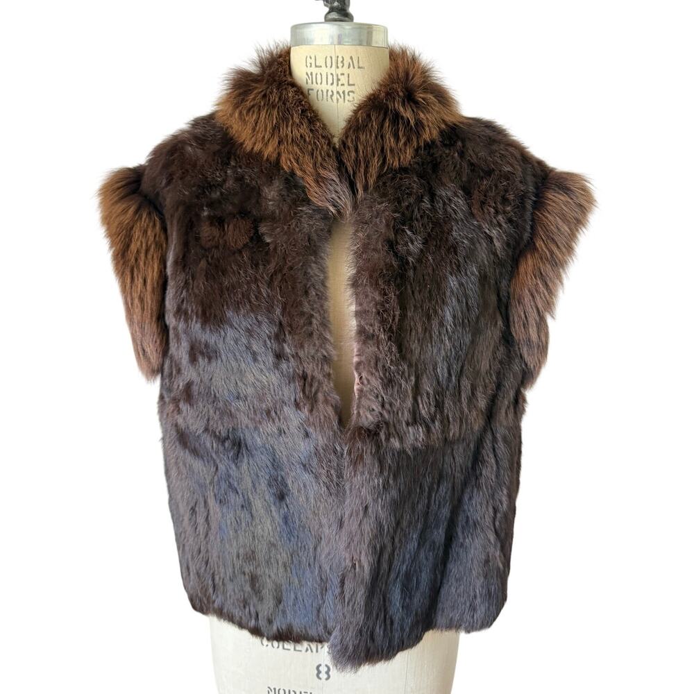 Kamal Vintage Rabbit Fur Vest in Dark Brown Size Large 70s Retro